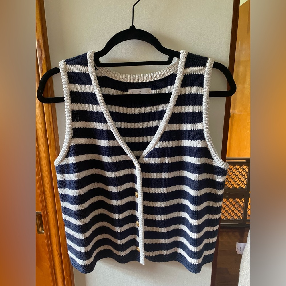 LC Lauren Conrad Navy and White Striped Knit
